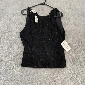 Laurence Kazar Top Womens PL Beaded Black Whimsigoth Y2K Vintage Sleeveless - Picture 1 of 12