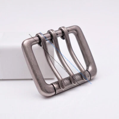 Fibbia per cintura uomo pesante forte retrò tripla lingua pin fit 45 mm cinturini - Immagine 1 di 4