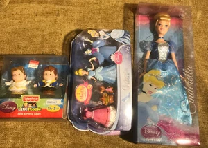 Lot of 3 Disney Cinderella Dolls Sparklin Princess, Story Gift Set, Belle & Adam - Picture 1 of 20