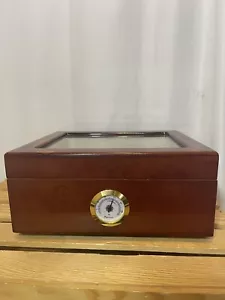Vintage Savoy Mahogany Veneer Humidor, Cedar Interior, Hygrometer, Brass Hinged - Picture 1 of 19