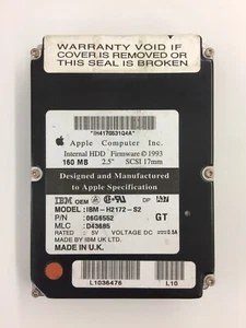 Rare Vintage 1993 Apple SCSI Hard drive HDD 2.5" 160MB SCSI 17mm IBM-H2172-S2 - Picture 1 of 7