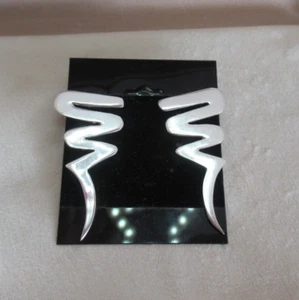 Sterling 925 Swirls Wave Zig Zag Pierced Earrings Signed Taxco Mexico 1.75" H - Picture 1 of 8