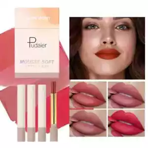 Juego de 4 colores lápices labiales mate de terciopelo mágico cosméticos antiadherentes taza lápices labiales regalo - Imagen 1 de 13
