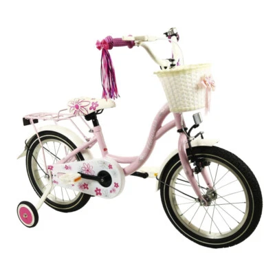 FLOWERS Kinderfahrrad 16" Mädchenfahrrad Kinder Rad Bike Spielrad - Rosa - Bild 1 von 4