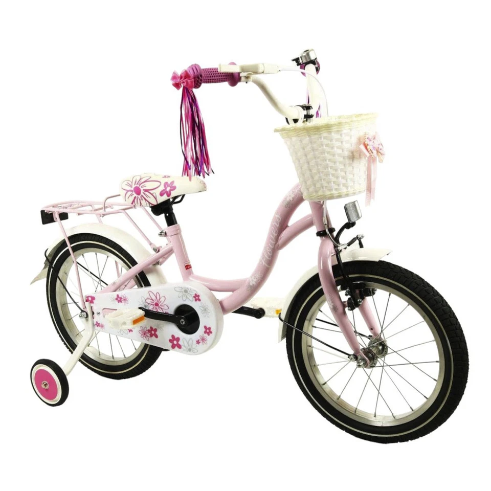 FLOWERS Kinderfahrrad 16" Mädchenfahrrad Kinder Rad Bike Spielrad - Rosa - Bild 1 von 4