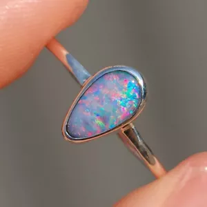 Australian Opal Doublet Ring, SIZE 8, Pink Opal Ring, Dainty Ring - Picture 1 of 7