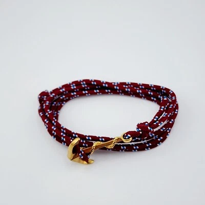 Crucible Gold Plated Polished Stainless Steel Anchor Clasp Red Rope Wrap Bracele - Image 1 of 2