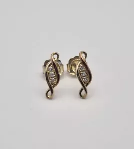 9ct Yellow Rose Gold Clogau Diamond Past Present Future Earrings Mismatched 1.4g - Picture 1 of 11
