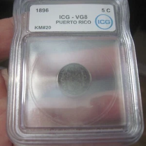 ICG 1896 (ESPAÑA-PUERTO RICO) 5 CENTAVOS (PLATA) --COLONIAL- - Imagen 1 de 4