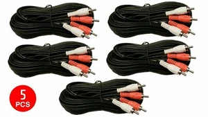 5 Pack 50Ft 2 RCA Male to 2 RCA Male Audio Patch Cord Cable Lot 50' Foot Lot - Picture 1 of 1
