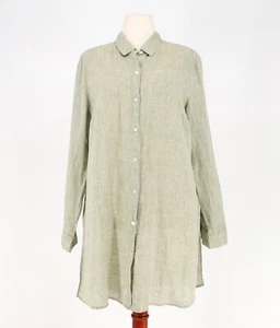 NWT J.JILL Love Linen Side Slit Tunic Shirt Long Sleeve Lagenlook Size L - Picture 1 of 8