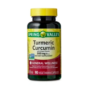 Spring Valley Turmeric Curcumin with Ginger Powder General Wellness 500 mg 90 Ct - Picture 1 of 4