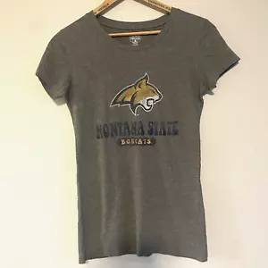 Gray Montana State Bobcats T-shirts Women's Small 4/6 Rivalry Threads Slim Fit - Picture 1 of 5