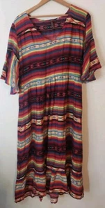 Stetson Womens Dress LARGE Southwestern Multi Serape Stripe Navajo Western - Picture 1 of 13