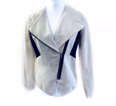 Worthington Medium Cream Moto Jacket Zipper Riding - Image 1 of 3