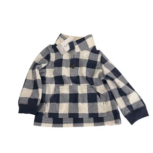 Carter's Flannel Jacket Boy's 12M Months Navy Blue White Checkered Fleece - Picture 1 of 10