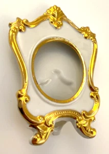 Vintage Baroque Style White Porcelain Dresser Frame Gilt Accents 5" Cottage Core - Picture 1 of 4