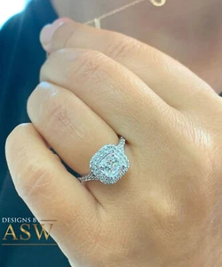 IGI CERTIFIED 14K WHITE GOLD CUSHION CUT DIAMOND ENGAGEMENT RING 2.00CT F VS2 - Picture 1 of 11