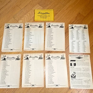 1939 Scrambles - 6 almohadillas de juego de anagrama / instrucciones / respuestas juegos de playa - Imagen 1 de 13