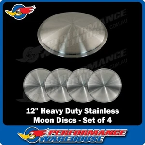 12 Inch Stainless Steel Heavy Duty Moon Wheel Discs Set of 4, Bonneville - Picture 1 of 5
