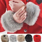 Chic Winter Warm Women Faux Fur Fluffy Elastic Wrist Cuffs Arm Warmer Plush