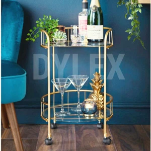 NEU Gold Getränkewagen mit Glasablagen Minibar Cocktailtisch Getränketisch - Bild 1 von 3