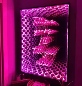 Infinity Mirror logo,Personalized Mirror Wall Decor,Custom Infinity Mirror Logo - Picture 1 of 24