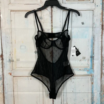 INC International Concepts Bodybriefer Black Mesh Logo Womens Size Med - Image 1 of 4