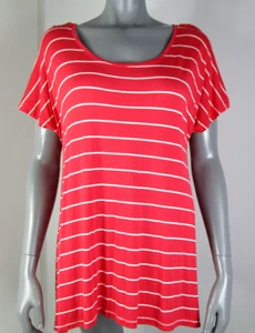 Virtu: Red & White Striped T-Shirt/Top- Size S (16-18) - Picture 1 of 6