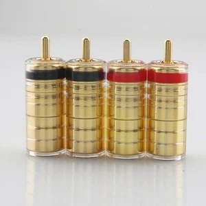 4 Stck. Kristall Kupfer Vergoldet Cinch Stecker Hifi Audio Kabel Stecker - Bild 1 von 9
