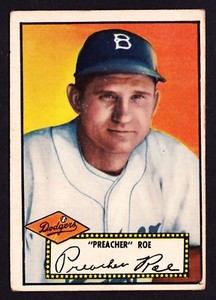 1952 TOPPS #66 PREACHER ROE BROOKLYN DODGERS BLACK BACK