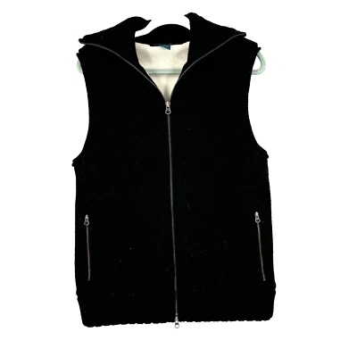 Chaleco para mujer French Connection 100 % lana tejido peso pesado cremallera completa mediano negro Foto 1 de 4