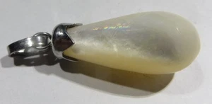 Pendentif grosse goutte en pierre semi précieuse (Quartz) – support plaqué argen - Imagen 1 de 2