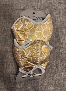 WINE Coozie - Wine Glass Koozie Gold And Silver Giraffe Print 2 Pack - Picture 1 of 3