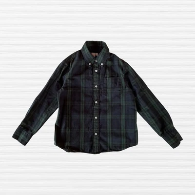 J Crew Crewcuts Boys Classic Button-Up Shirt Green/Blue Plaid Long Sleeve Size 8 - Image 1 of 4