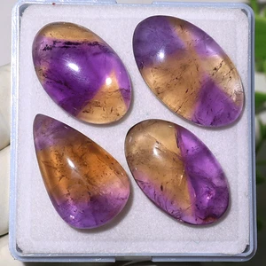 Gemas de cabujón de alta calidad bicolor 4 piezas de ametrino natural sin tratar 28 mm-32 mm - Imagen 1 de 12