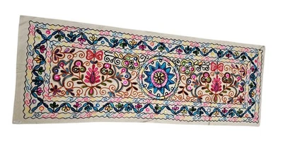 Vintage Boho Indian Embroidered Table Runner – 54 x 20 Inches Handmade Decor - Image 1 of 2