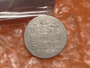 Original 1767 Colonial Dutch NY West FRISIAE 1st. USA Silver Dime Ship MM #1 - Picture 1 of 3