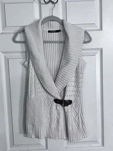 Ralph Lauren chunky cable fisherman bukle knit cardigan wrap M womens sweater - Picture 1 of 12