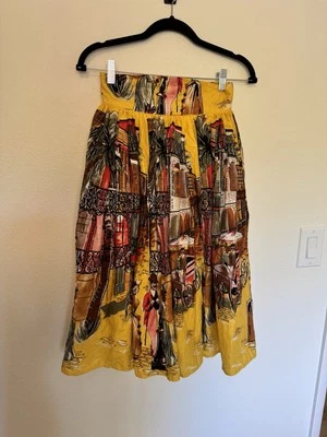 Falda Trashy Diva Nueva Orleans Cuarto Francés Estampada Amarillo Midi Algodón 4 Usada en Excelente Condición Foto 1 de 4