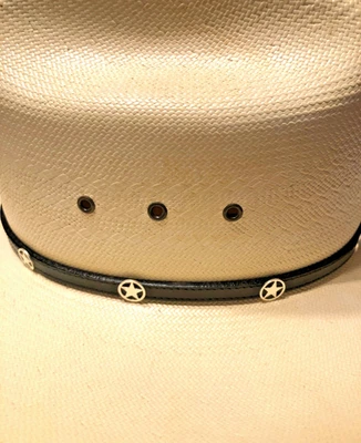 Hat Band 3/8" Black Leather with Star Conchos - Image 1 of 2