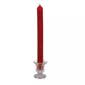 25cm Countdown to Christmas Advent Candle in Clear Glass Holder - Red or Ivory - Picture 1 of 6