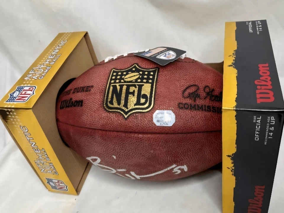 Brian Urlacher Signed Duke Official NFL Football Chicago Bears Fanatics COA - Image 1 of 3