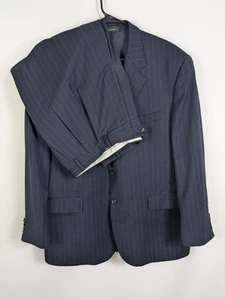 Lauren Ralph Lauren Suit Men's 46R Blue 38x32 Waist Striped Single Breasted - Picture 1 of 24