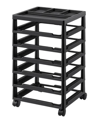VEVOR Scrapbook Rolling Storage Cart 6-Tier Large Capacity Organizer Top Black F - Image 1 of 4