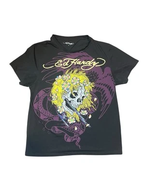 VTG Ed Hardy Christian Audigier Skull Size Large Short Sleeve T Shirt USA Y2K - Image 1 of 4