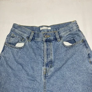 PacSun High Rise Straight Leg Jeans Sz 27 Raw Hem Button Fly Blue Denim - Picture 1 of 11