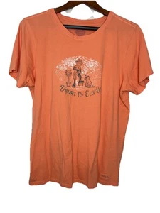 Camiseta Life Is Good “Down To Earth” Perro Jardinería Montaña Mujer Grande - Imagen 1 de 5