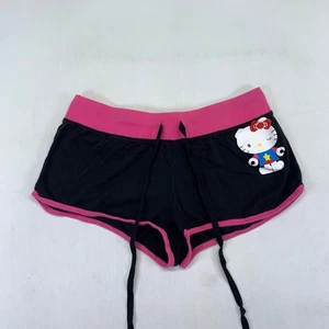 Hello Kitty Shorts Womens XL Black Pink Drawstring Sanrio Y2K Booty Shorts - Picture 1 of 9