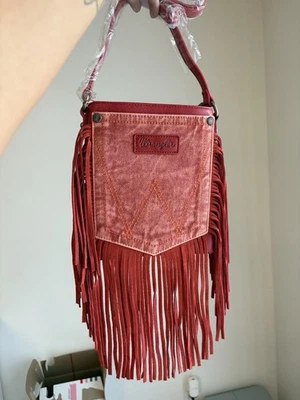 Bolso Bandolera Wrangler Para Mujer Bolsillo Flecos Cartera Naranja/Rojo Nuevo con Etiquetas Western Aztec Foto 1 de 4